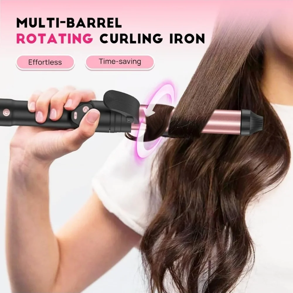 Mescomb 3-in-1 Automatic Curling Iron - Pink and Black